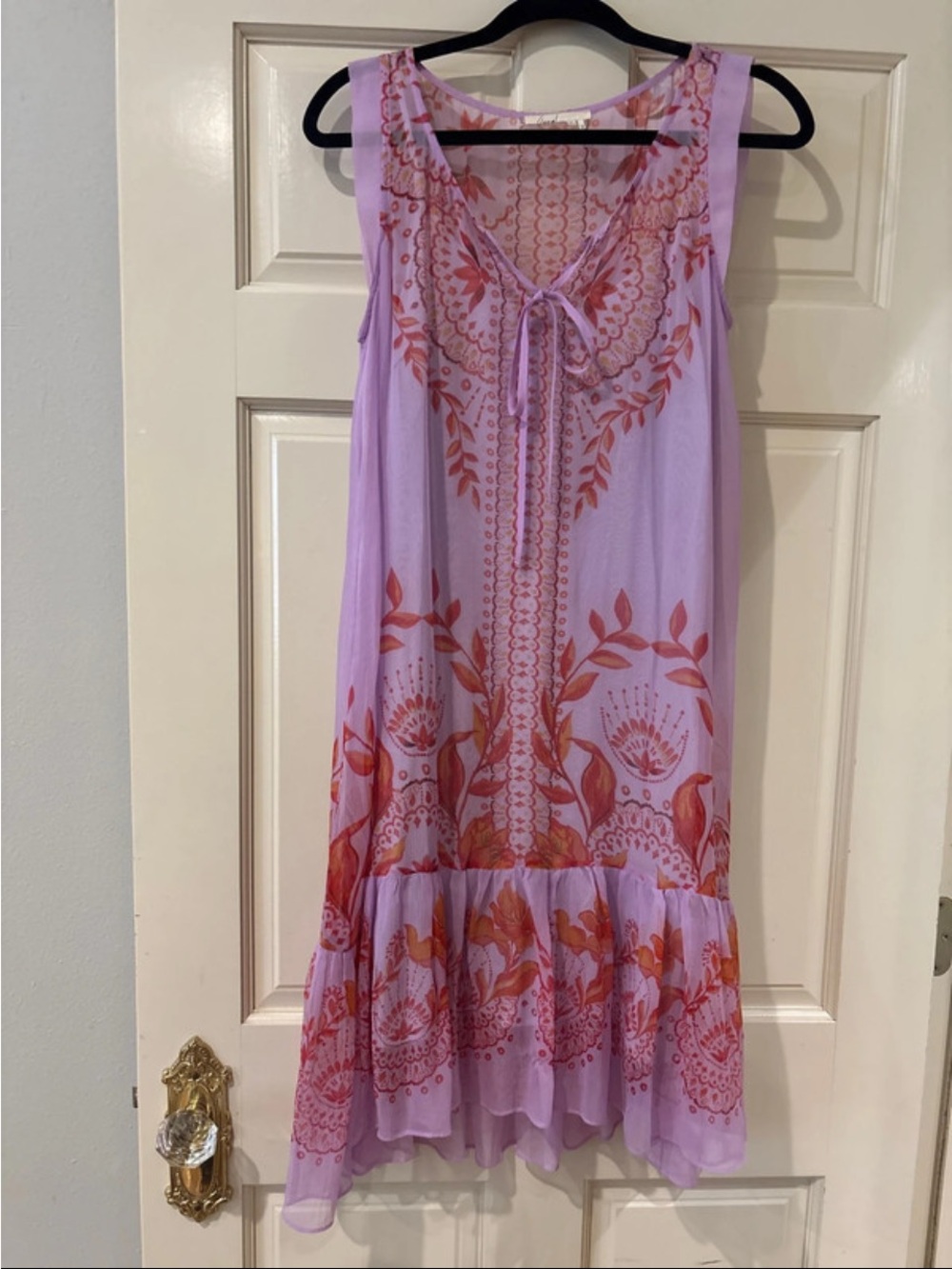 Anthropologie Lavender Mini Dress with Coral Print